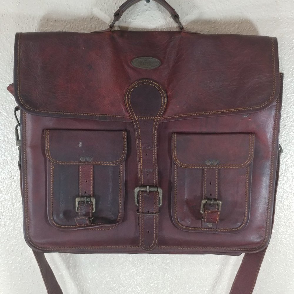 DHK 18 Inch Vintage Handmade Leather Messenger Bag